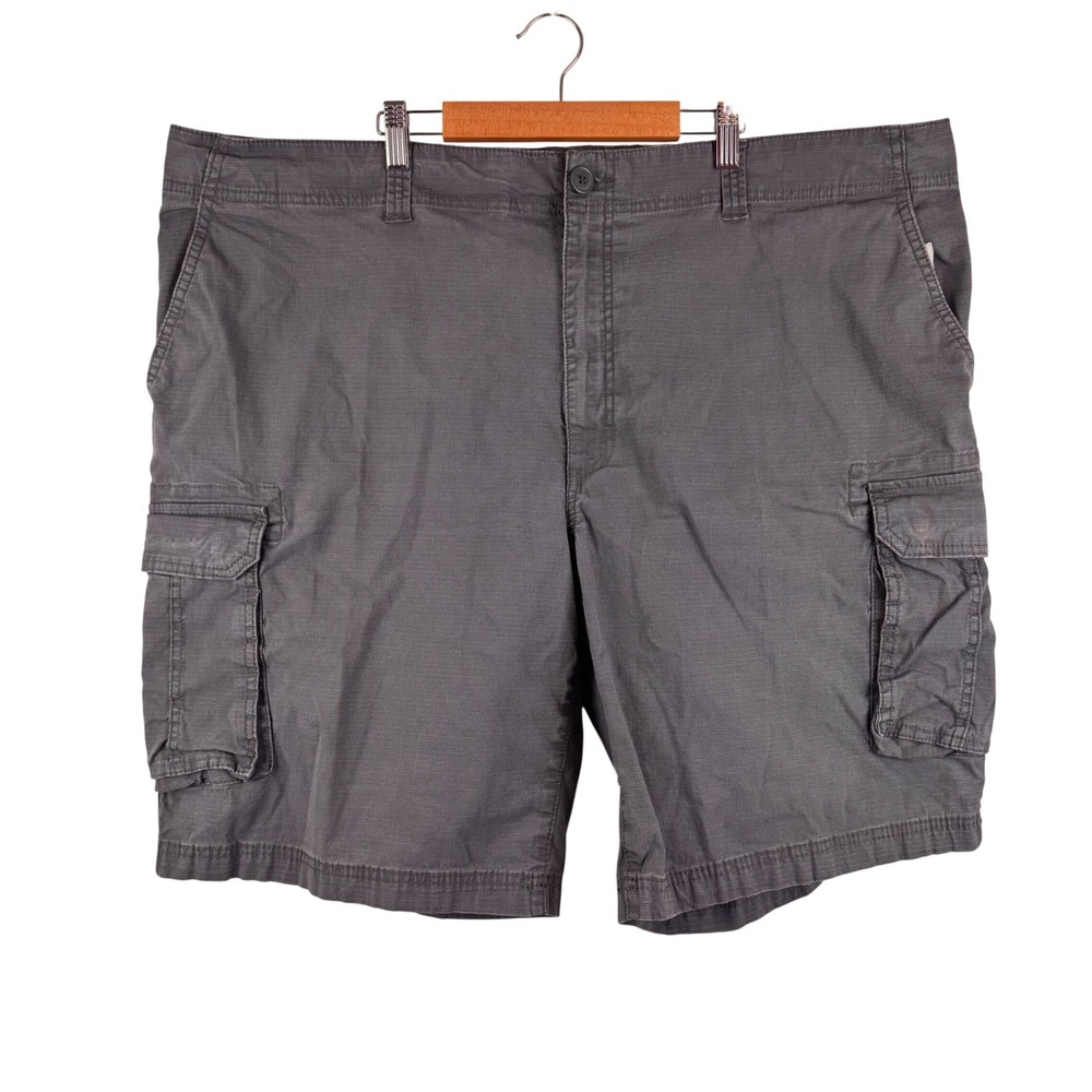 True Nation Cargo Shorts Mens 46 Gray Ripstop Cotton Multi Pocket Casual Relaxed